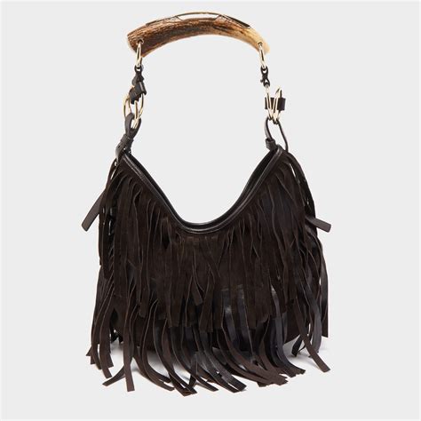 Saint Laurent YSL Medium Fringe Suede Top